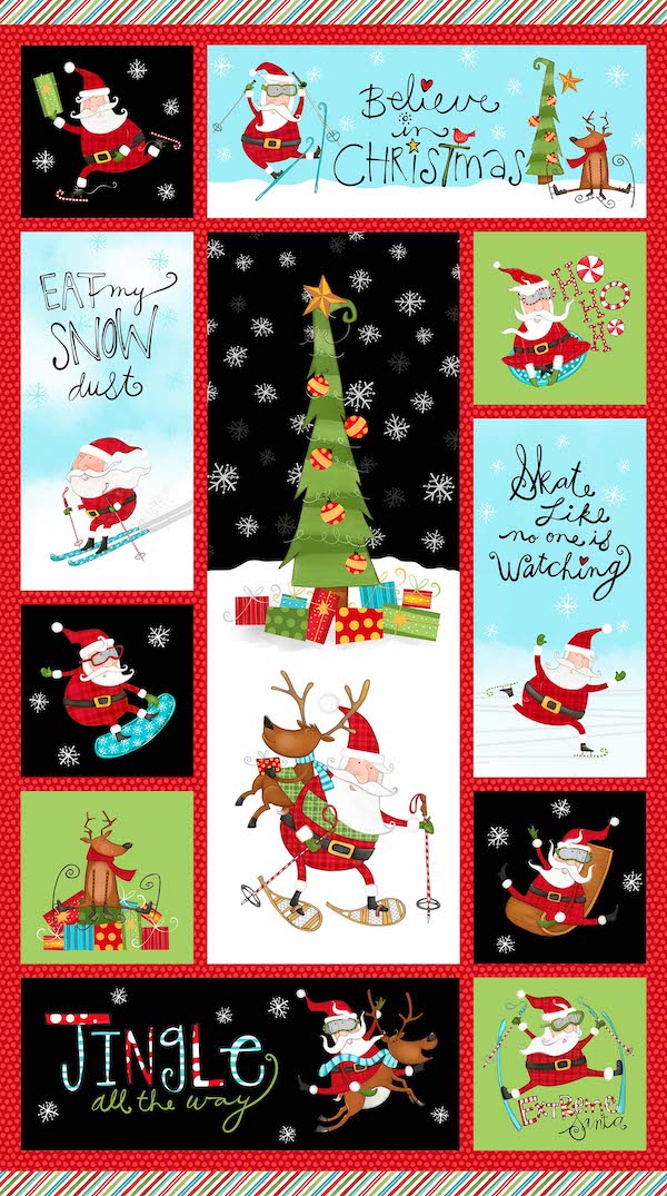 Quilting Fabric Panel - Extreme Santa Panel by Bonnie Lemaire for Northcott 25435-99