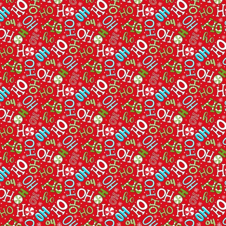Quilting Fabric - Ho Ho Ho on Red from Extreme Santa by Bonnie Lemaire for Northcott 25441-24
