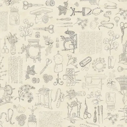 Quilt Backing Fabric 108" Wide - Sewing Theme from Got Your Back by Dan Morris for Quilting Treasures - 1899-29259-E