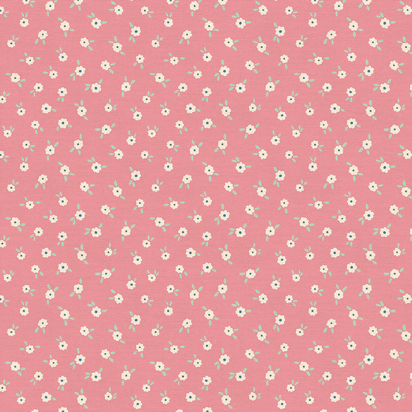 Quilting Fabric - Ditsy Floral on Pink from Bear in Bloom by Seek to Spring for Paintbrush Fabrics - 120-3778