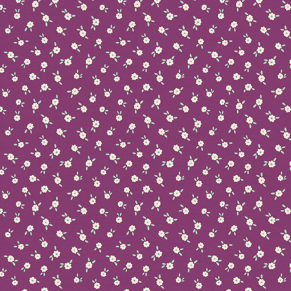 Quilting Fabric - Ditsy Floral on Purple from Bear in Bloom by Seek to Spring for Paintbrush Fabrics - 120-3776