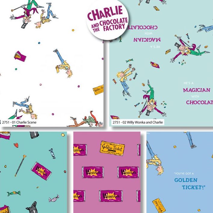 Quilting Fabric - Fat Quarter Bundle - Charlie and The Chocolate Factory by Roald Dahl for the Craft Cotton Company 2751-00