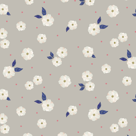Quilting Fabric - Tossed Flower on Grey from Morgan by Turnowsky for Quilting Treasures 28287 -K