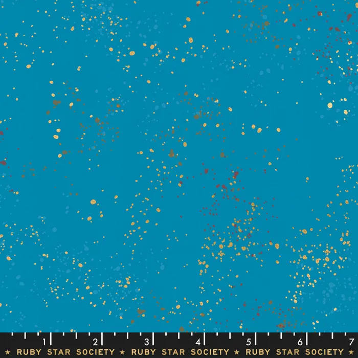 Quilting Fabric - Ruby Star Society Speckled in Bright Blue with Metallic Accents Colour RS5027 50M
