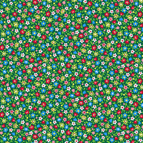 Quilting Fabric - Tiny Flowers on Green from Floral Cache by Quilting Treasures 28885 -F