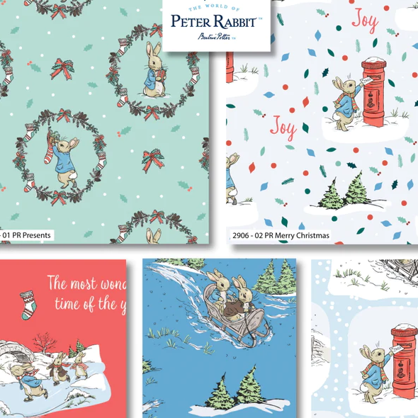 Quilting Fabric - Fat Quarter Bundle - Peter Rabbit The Most Wonderful Time of the Year by The Craft Cotton Company
