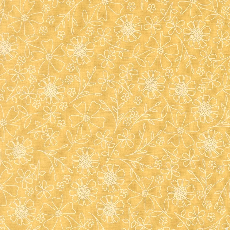Quilting Fabric - Flower Sketch on Yellow from In The Garden by Corey Yoder for Moda 29231 38