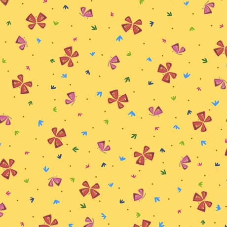 Quilting Fabric - Butterflies on Yellow from Cow Party by Turnowsky for Quilting Treasures 29657-S