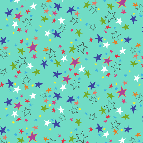 Quilting Fabric - Stars on Blue from Animal Antics by Turnowsky for Quilting Treasures 29673-Q