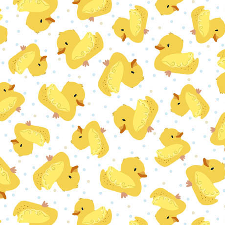 Quilting Fabric - Rubber Duckies on White from Darling Duckies by Turnowsky for Quilting Treasures 29713-Z