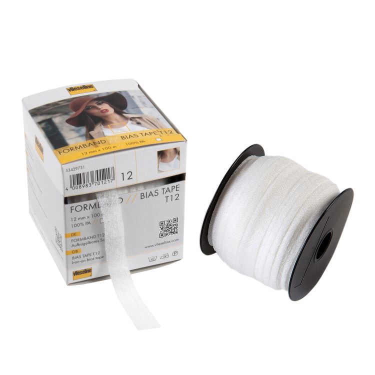 Fusible Bias Tape T12 in White by Vlieseline - Sold by the Metre