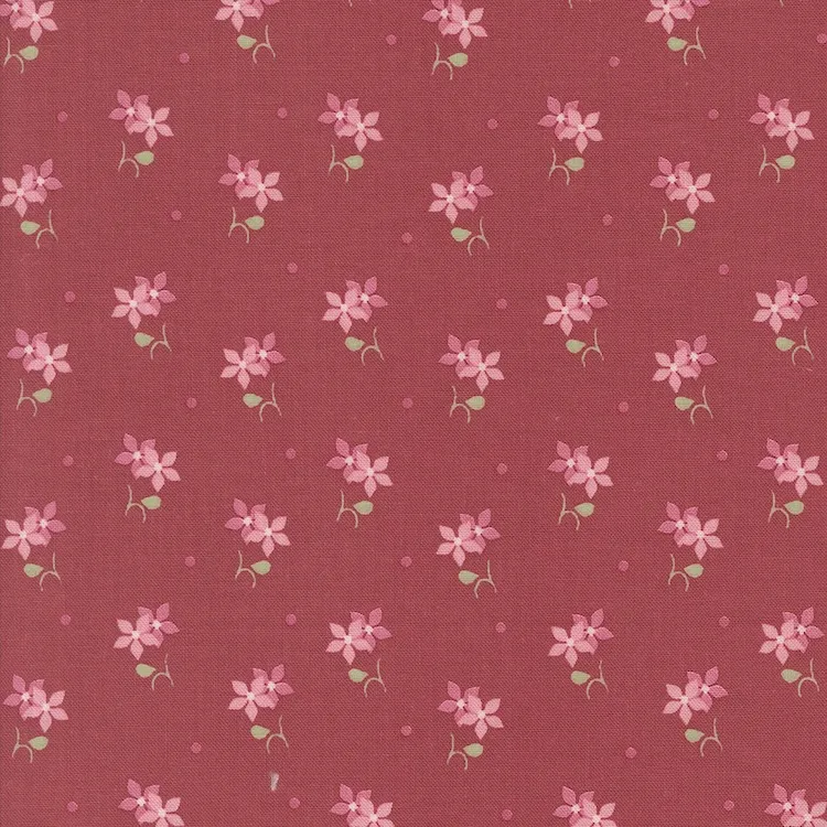 Quilting Fabric - Flower Pairs on Red from A Very Sweet Christmas by Bunny Hill Designs for Moda 3063 12
