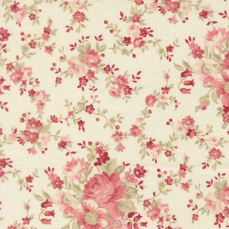 Quilting Fabric - Floral on Cream from Petals and Polka Dots by Bunny Hill Designs for Moda 3080 11