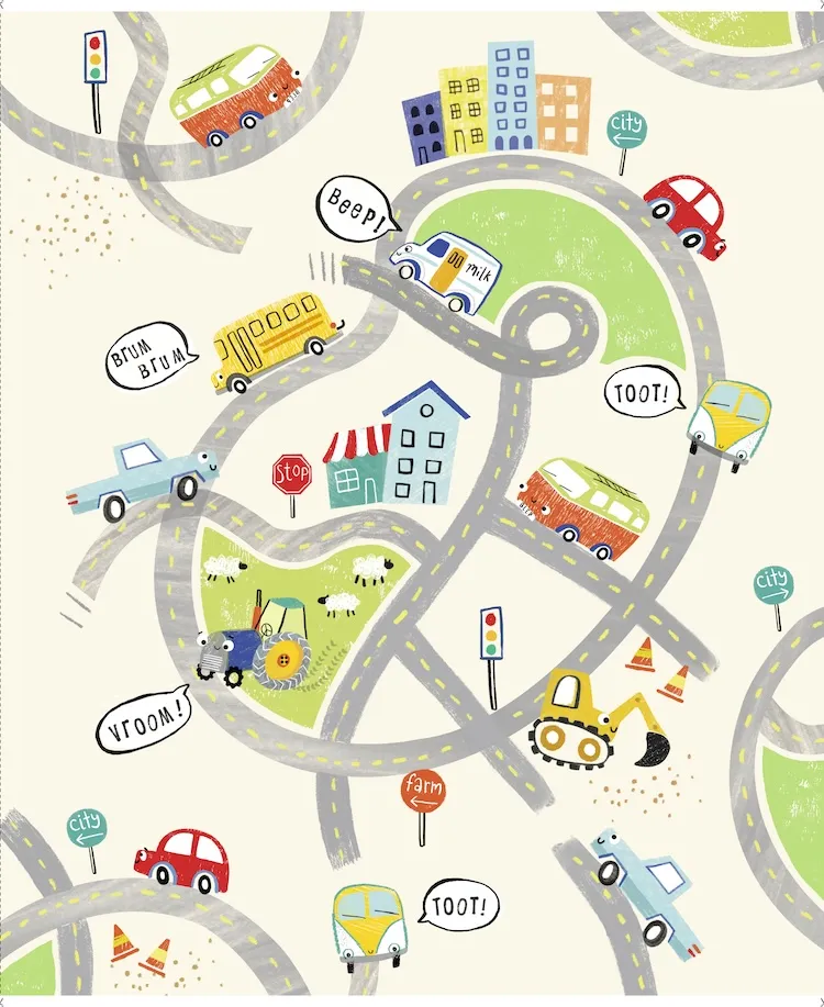 Quilting Fabric Panel - Vroom Vroom by Quilting Treasures 30826-E