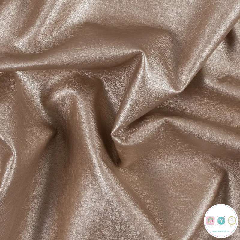 Faux Leather Fabric In Rose Gold, Gold Faux Leather Fabric