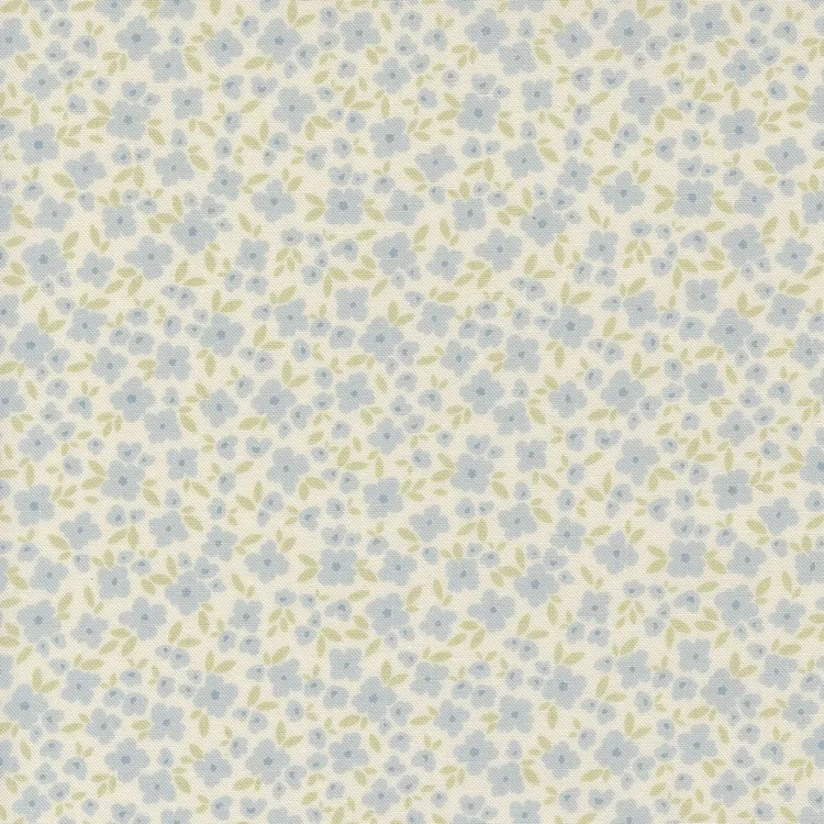 Quilting Fabric - Blue Flowers on Cream from Cottage Charm by My Sew Quilty Life for Moda 31753 31