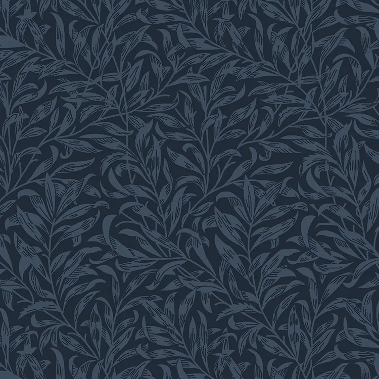 Quilt Backing Fabric 108" Wide - Leaves on Navy Blue from Willow Bough by William Morris for V&A 3305-07