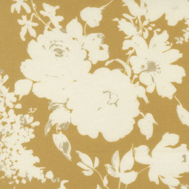 Quilt Backing Fabric 108" Wide - Flower Silhouettes on Golden Yellow from Arabesque by Studio M for Moda 108041 13