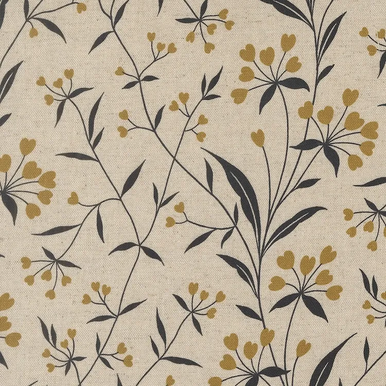 Light Weight Cotton Linen Heart Vines on Natural from Arabesque