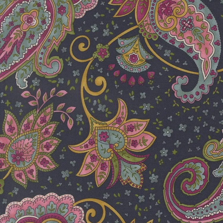 Quilting Fabric - Paisley Design on Navy Blue from Chelsea Garden by Moda 33851 19