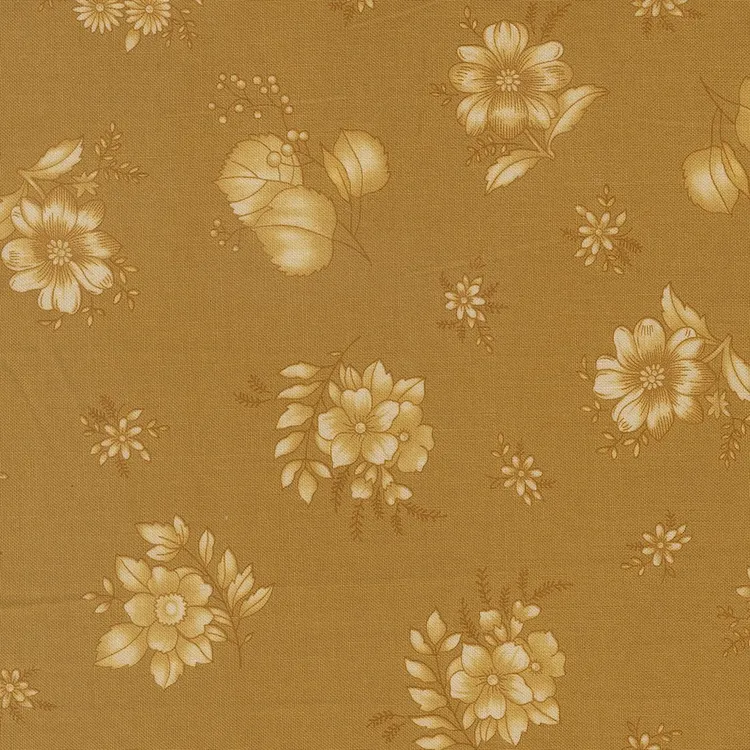 Quilting Fabric - Flowers on Mustard Yellow from Chelsea Garden by Moda 33855 12