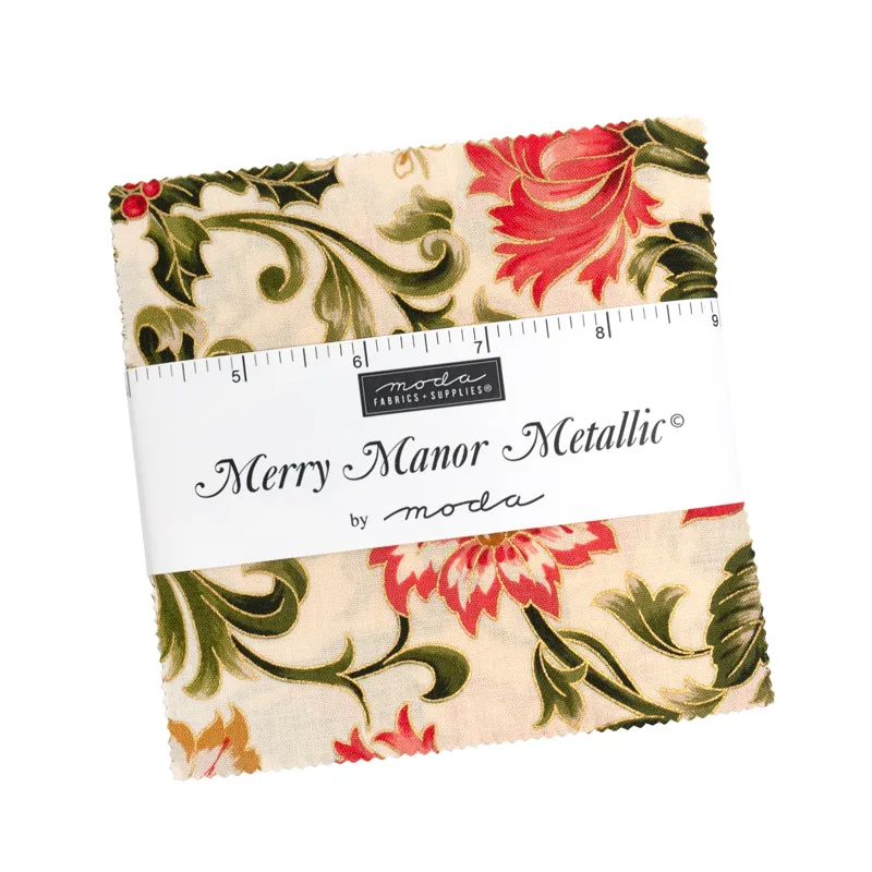 Quilting Fabric - Charm Pack - Merry Manor Metallic by Moda 33860PP