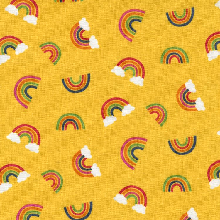 Quilting Fabric - Rainbows on Yellow from Rainbow Garden by Abi Hall for Moda 35362 14