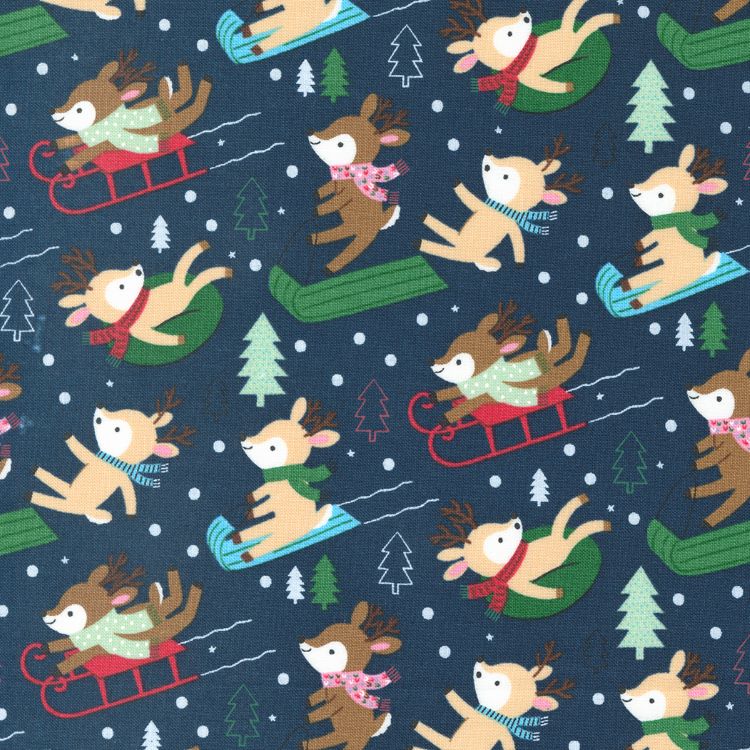 Quilting Fabric - Reindeer on Blue from Hello Holidays by Abi Hall for Moda 35372 15