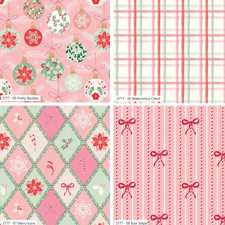 Quilting Fabric - Fat Quarter Bundle - Baubles & Bows Berries - Pink- by the Craft Cotton Company
