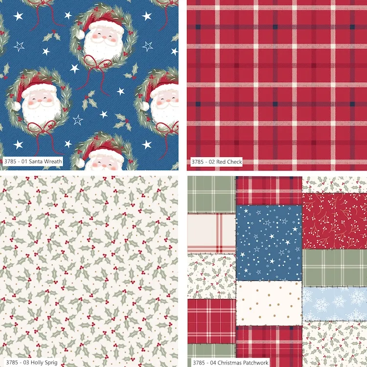 Quilting Fabric - Fat Quarter Bundle - Holly Jolly Patch Santa by the Craft Cotton Company 