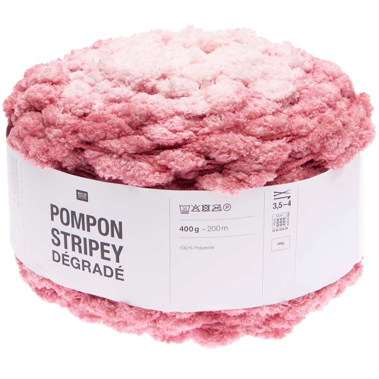 Yarn - Rico Design Baby Pompon Stripey Degrade in Pink 002