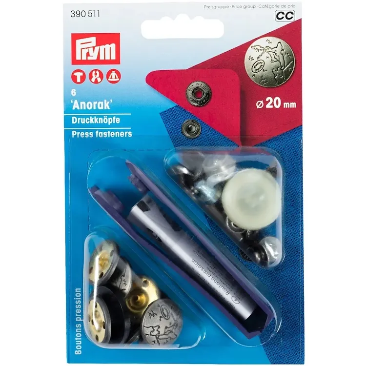 Anorak Snap Fasteners - 20mm in Matt Silver by Prym 390 511