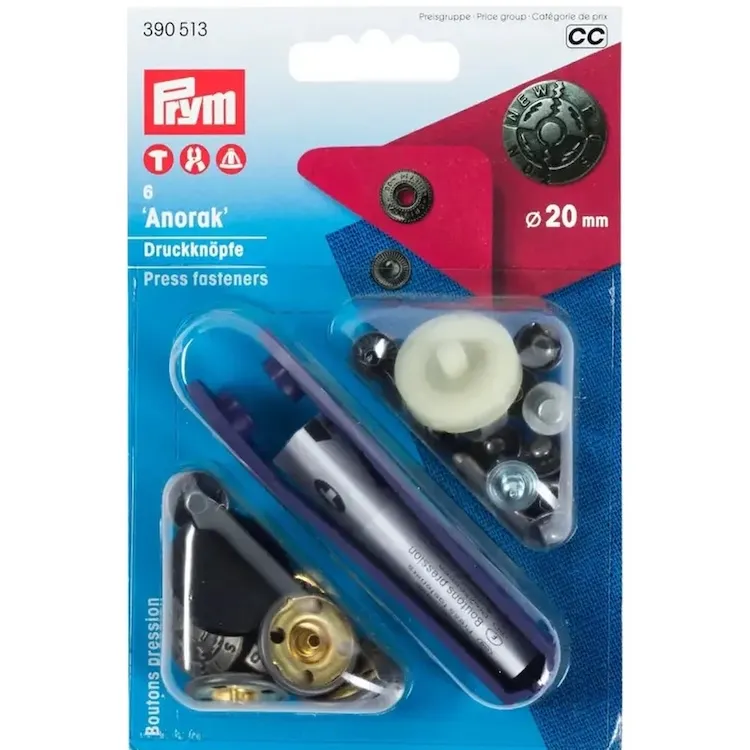 Anorak Snap Fasteners - 20mm in Old Silver by Prym 390 513