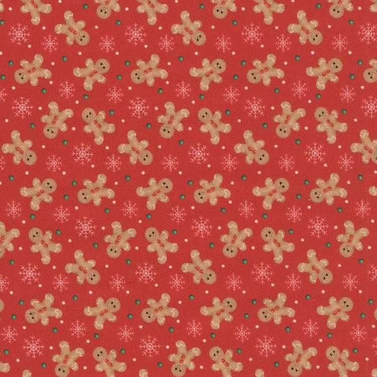 Quilting Fabric - Gingerbread Men on Red by Beth Albert for 3 Wishes Fabric 24611