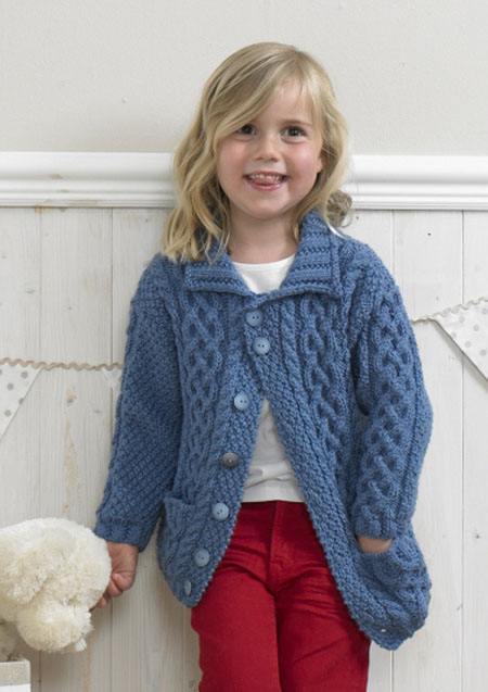 Knitting Pattern - Aran Children's Classic Duffle Coat and Sweater by Stylecraft 4205