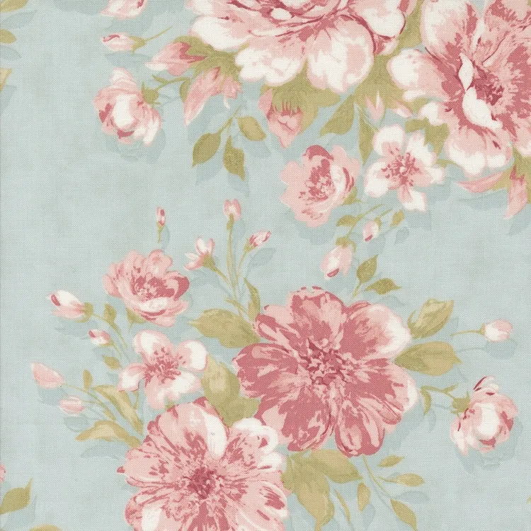Quilting Fabric - Large Floral on Blue from Muse by 3 Sisters for Moda 44390 12