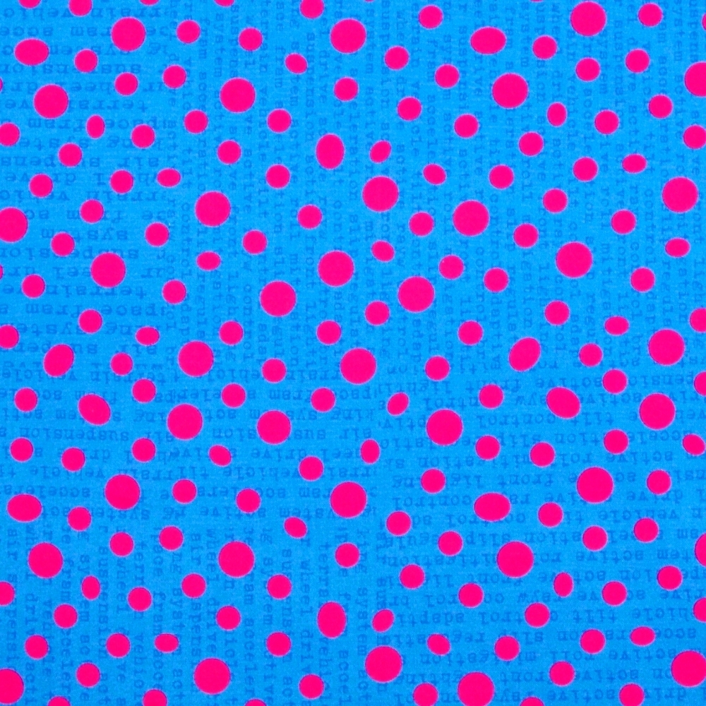 Quilting Fabric - Pink Spots on Blue from Wild Text by Stof 4502 015