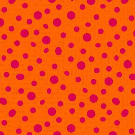 Quilting Fabric - Pink Spots on Orange from Wild Text by Stof 4502 016