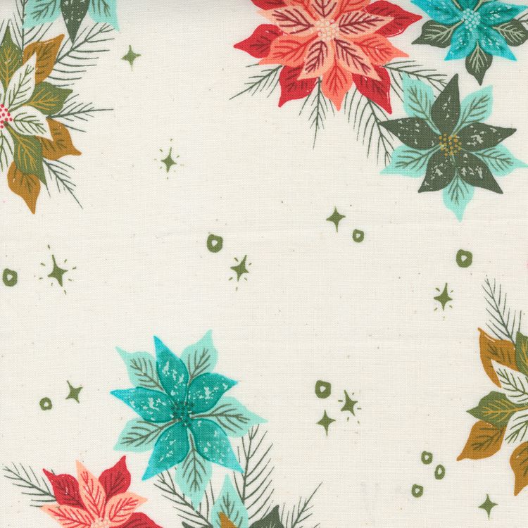 Quilting Fabric - Poinsettias on Cream from Cheer & Merriment by Fancy That Design House for Moda 45531 11