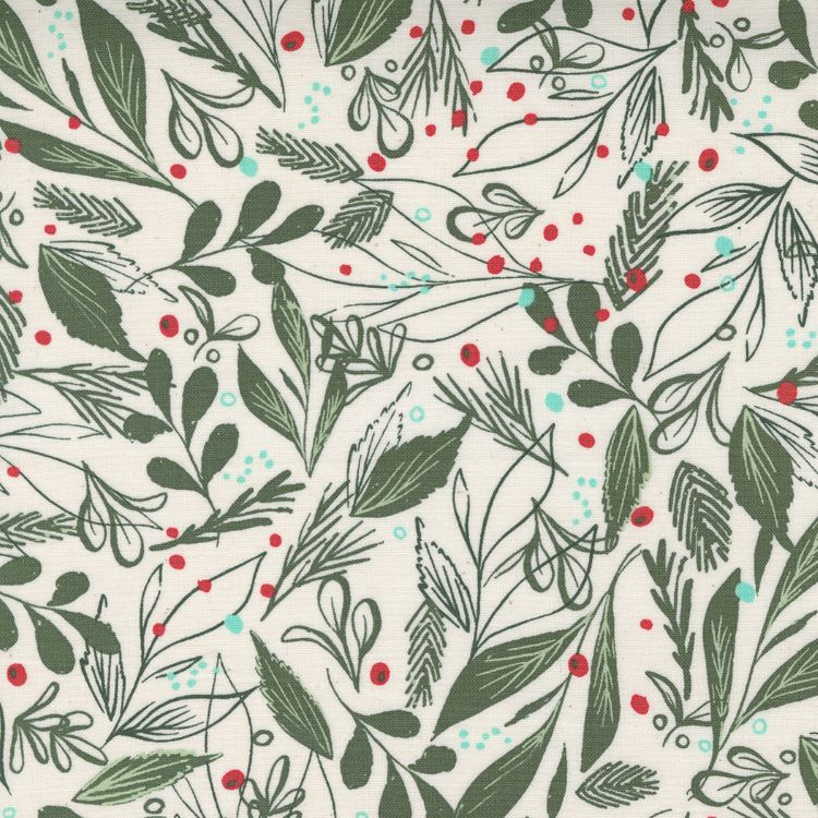 Quilting Fabric - Greenery on Cream from Cheer & Merriment by Fancy That Design House for Moda 45534 11