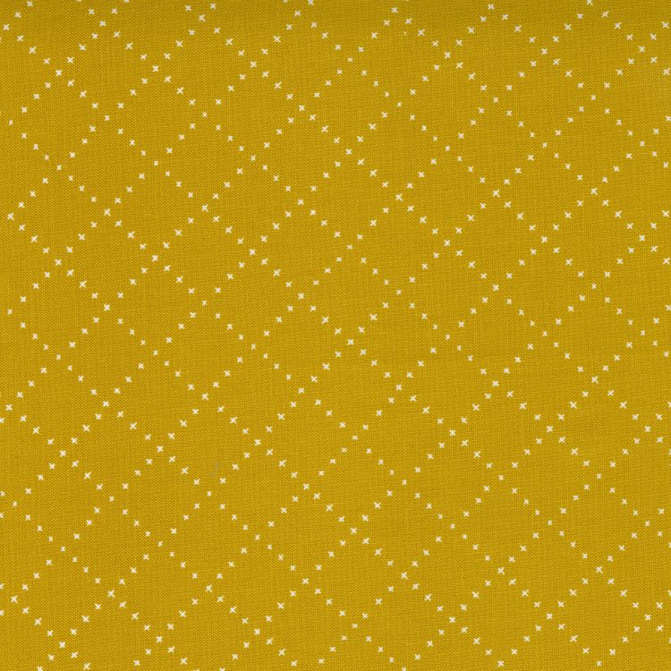 Quilting Fabric - Bias Grid on Mustard Yellow from Nocturnal by Gingiber for Moda 48337 14 Gold