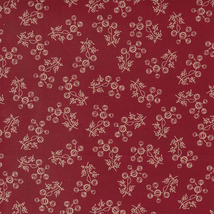 Quilting Fabric - Berry Branches On Red from Garden Gatherings by Primitive Gatherings for Moda 49170 15