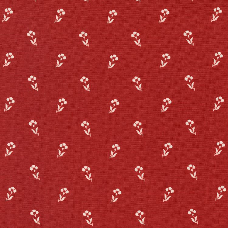 Quilting Fabric - White Flower Silhouette on Red from Red and White Gatherings by Primitive Gatherings for Moda 49193 13