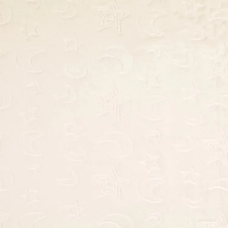 Super Soft Cuddle Fabric with Textured Moon and Stars Design in Creamy White