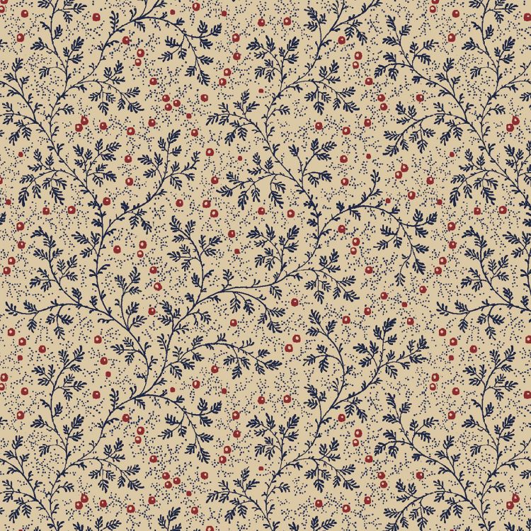 Quilt Backing Fabric 108" Wide - Navy Berry Vine on Cream by Windham 50665-2