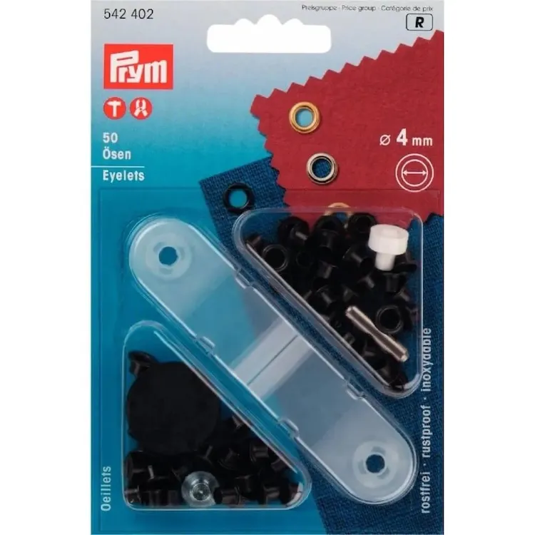 4mm Eyelets in Antique Black - 50 Pack by Prym 542 402