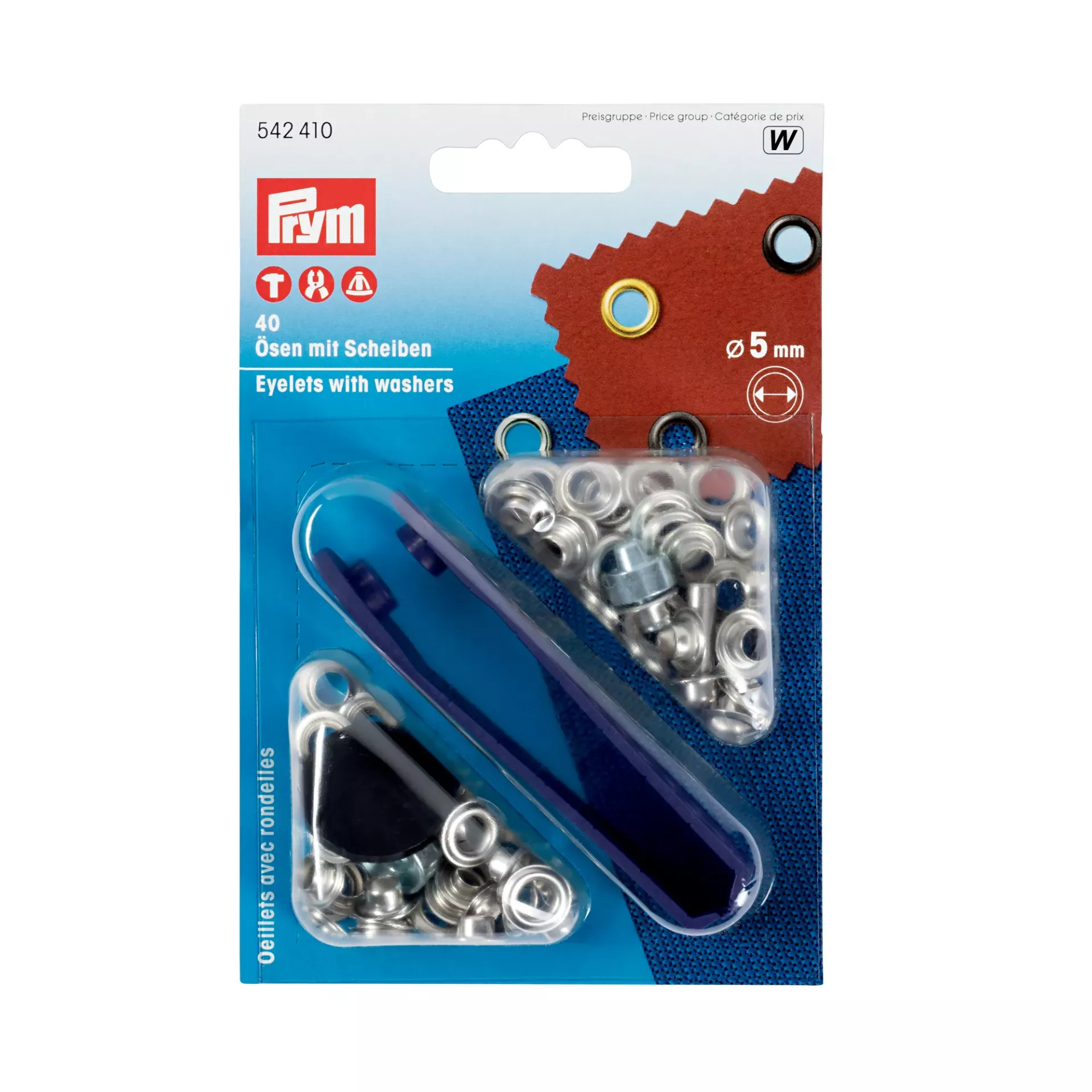 Prym - Silver - 5mm - Eyelets & Washers - 542410 - Dressmaking & Bag Hardware