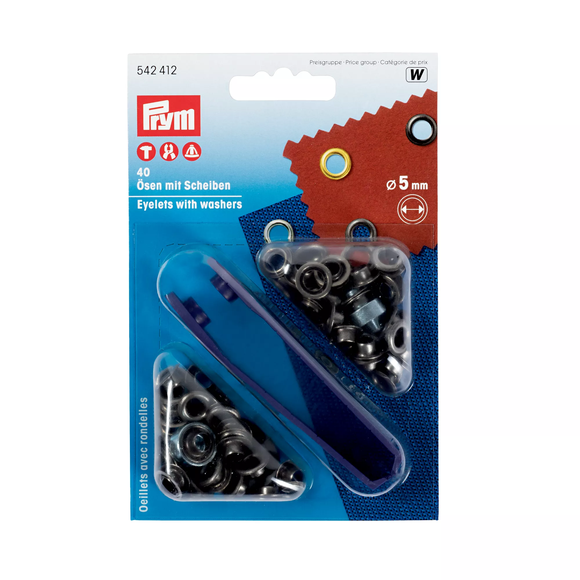 Prym - Antique Steel 5mm - Eyelets & Washers - 542412 - Dressmaking & Bag Hardware