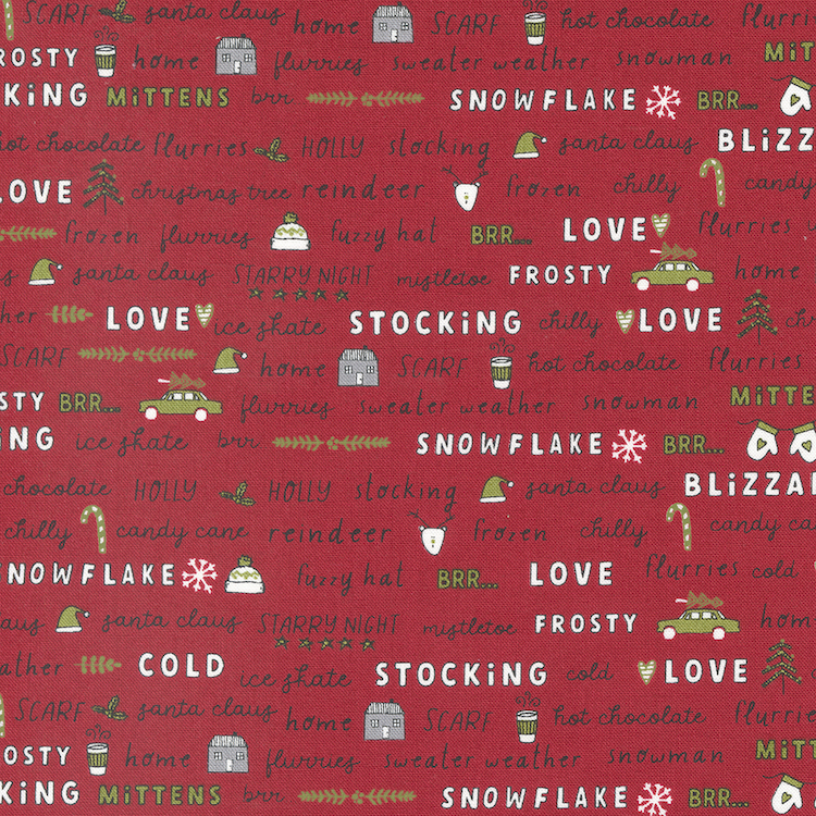 Quilting Fabric - Winter Words on Red from Blizzard by Sweetwater for Moda 55620 14