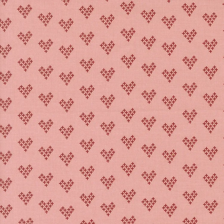 Quilting Fabric - Cross Stitched on Pink from Threads by Sweetwater for Moda 55687 22